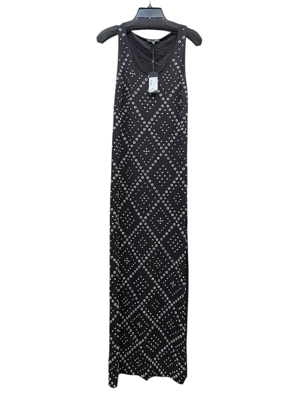 Rag & Bone Priscilla Studded Maxi Dress Black Silver Grommet Scoop Neck M XL